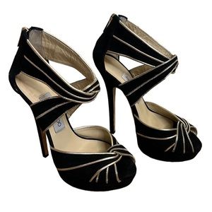 Jimmy Choo - "Koko" Suede Criss Cross Platform - SZ 37.5 (IT/EU) 7.5 (US), Black